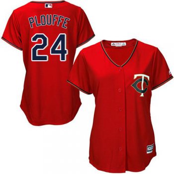 Twins #24 Trevor Plouffe Red Alternate Women's Stitched Baseball Jersey