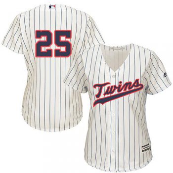Twins #25 Byron Buxton Cream Strip Alternate Women's Stitched Baseball Jersey