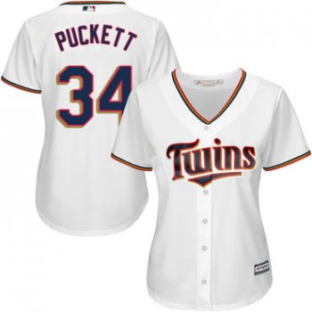 Twins #34 Kirby Puckett White Home Women's Stitched Baseball Jersey