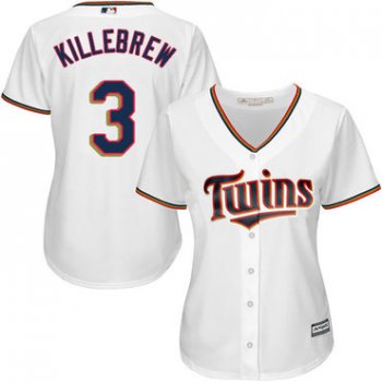Twins #3 Harmon Killebrew White Home Women's Stitched Baseball Jersey
