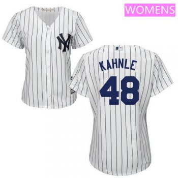 Women's New York Yankees #48 Tommy Kahnle White Home Stitched MLB Majestic Cool Base Jersey