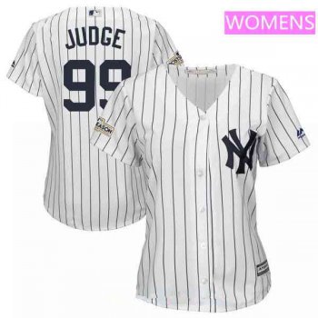 Women's New York Yankees #99 Aaron Judge Majestic White 2017 Postseason Cool Base Team Jersey
