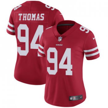 Women's Nike 49ers #94 Solomon Thomas Red Team Color Stitched NFL Vapor Untouchable Limited Jersey