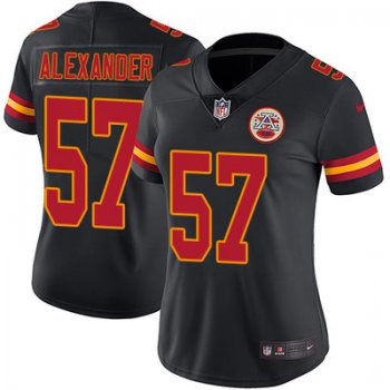 Women's Nike Kansas City Chiefs #57 D.J. Alexander Black Stitched NFL Limited Rush Jersey