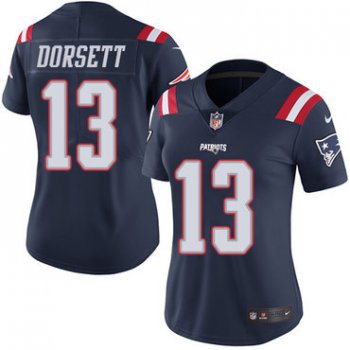 Women's Nike Patriots #13 Phillip Dorsett Navy Blue Stitched NFL Limited Rush Jersey