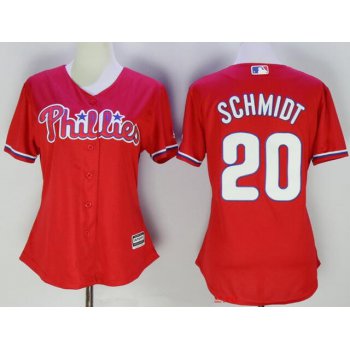 Women's Philadelphia Phillies #20 Mike Schmidt Red Stitched MLB Majestic Cool Base Jersey