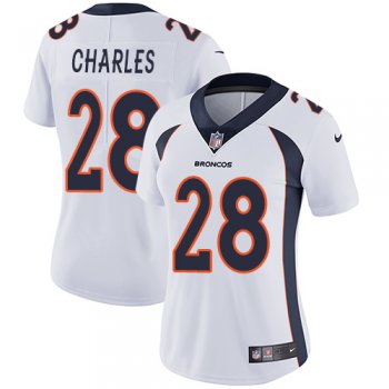 Women's Nike Broncos #28 Jamaal Charles White Stitched NFL Vapor Untouchable Limited Jersey