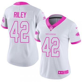 Women's Nike Falcons #42 Duke Riley White Pink Stitched NFL Limited Rush Fashion Jersey