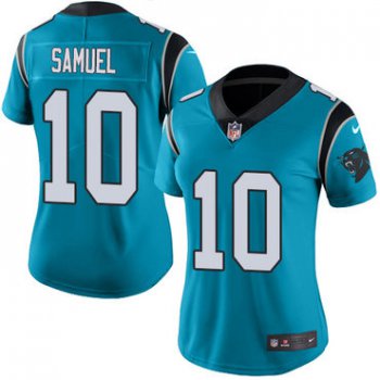 Women's Nike Panthers #10 Curtis Samuel Blue Stitched NFL Limited Rush Jersey