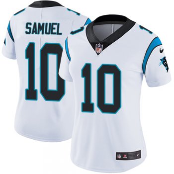 Women's Nike Panthers #10 Curtis Samuel White Stitched NFL Vapor Untouchable Limited Jersey