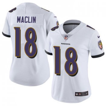 Women's Nike Ravens #18 Jeremy Maclin White Stitched NFL Vapor Untouchable Limited Jersey