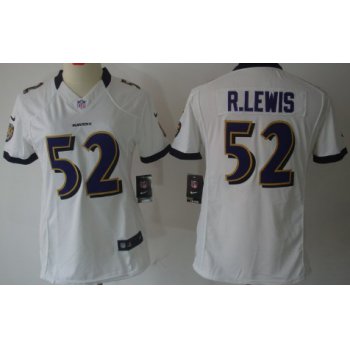 Nike Baltimore Ravens #52 Ray Lewis White Limited Womens Jersey