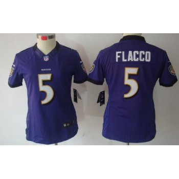 Nike Baltimore Ravens #5 Joe Flacco Purple Limited Womens Jersey