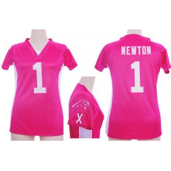 Nike Carolina Panthers #1 Cam Newton 2012 Pink Womens Draft Him II Top Jersey