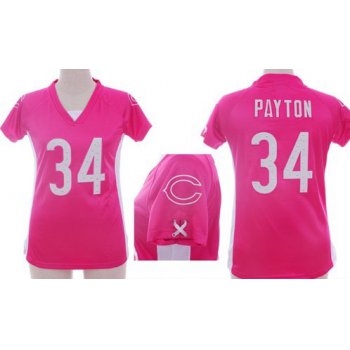 Nike Chicago Bears #34 Walter Payton 2012 Pink Womens Draft Him II Top Jersey