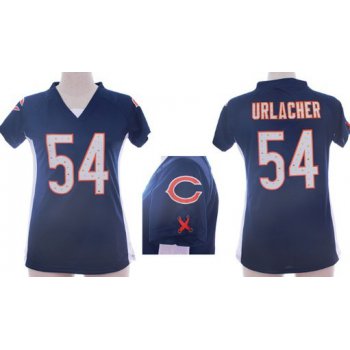 Nike Chicago Bears #54 Brian Urlacher 2012 Blue Womens Draft Him II Top Jersey