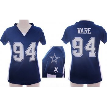 Nike Dallas Cowboys #94 DeMarcus Ware 2012 Blue Womens Draft Him II Top Jersey
