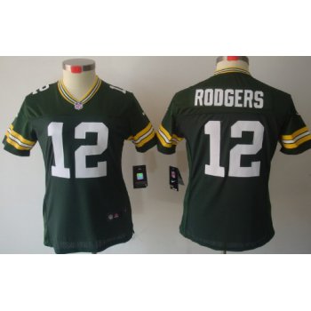 Nike Green Bay Packers #12 Aaron Rodgers Green Limited Womens Jersey