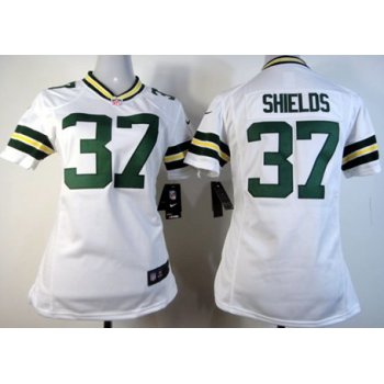 Nike Green Bay Packers #37 Sam Shields White Game Womens Jersey