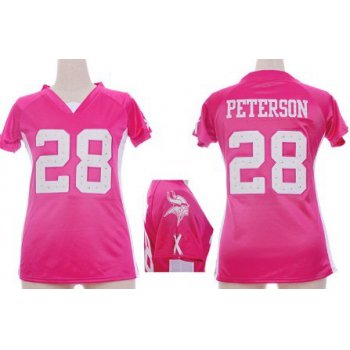 Nike Minnesota Vikings #28 Adrian Peterson 2012 Pink Womens Draft Him II Top Jersey