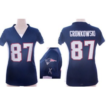 Nike New England Patriots #87 Rob Gronkowski 2012 Blue Womens Draft Him II Top Jersey