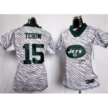 Nike New York Jets #15 Tim Tebow 2012 Womens Zebra Fashion Jersey