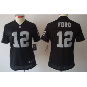 Nike Oakland Raiders #12 Jacoby Ford Black Limited Womens Jersey