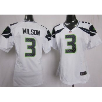 Nike Seattle Seahawks #3 Russell Wilson White Game Womens Jersey