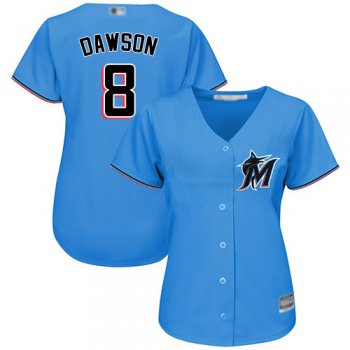 Marlins #8 Andre Dawson Blue Alternate Women's Stitched Baseball Jersey