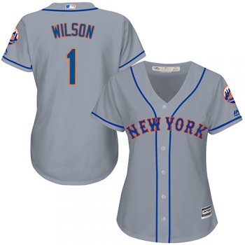 Mets #1 Mookie Wilson Grey Road Women's Stitched Baseball Jersey