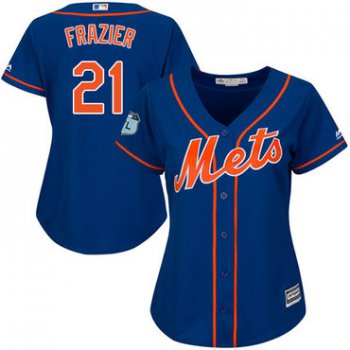 Mets #21 Todd Frazier Blue Alternate Women's Stitched Baseball Jersey