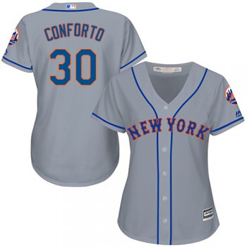 Mets #30 Michael Conforto Grey Road Women's Stitched Baseball Jersey