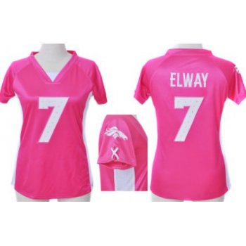 Nike Denver Broncos #7 John Elway 2012 Pink Womens Draft Him II Top Jersey