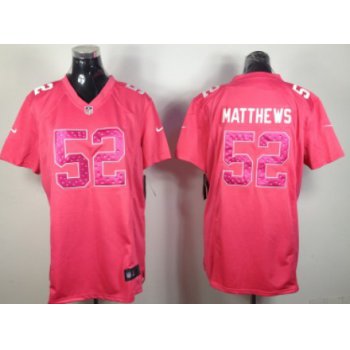 Nike Green Bay Packers #52 Clay Matthews Pink Sweetheart Diamond Womens Jersey