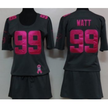 Nike Houston Texans #99 J.J. Watt Breast Cancer Awareness Gray Womens Jersey