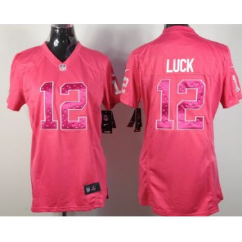Nike Indianapolis Colts #12 Andrew Luck Pink Sweetheart Diamond Womens Jersey