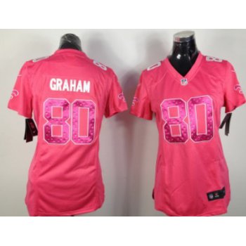 Nike New Orleans Saints #80 Jimmy Graham Pink Sweetheart Diamond Womens Jersey