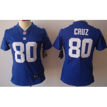 Nike New York Giants #80 Victor Cruz Blue Limited Womens Jersey