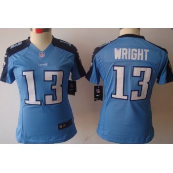 Nike Tennessee Titans #13 Kendall Wright Light Blue Limited Womens Jersey