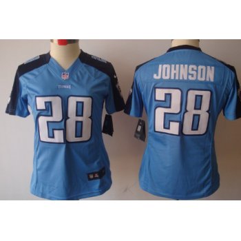 Nike Tennessee Titans #28 Chris Johnson Light Blue Limited Womens Jersey