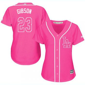 Dodgers #23 Kirk Gibson Pink Fashion Women's Stitched Baseball Jersey