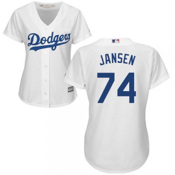 Dodgers #74 Kenley Jansen White Home Women's Stitched Baseball Jersey