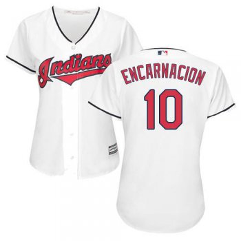 Indians #10 Edwin Encarnacion White Home Women's Stitched Baseball Jersey