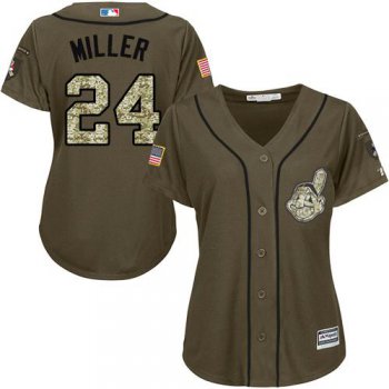 Indians #24 Andrew Miller Green Salute to Service Women's Stitched Baseball Jersey