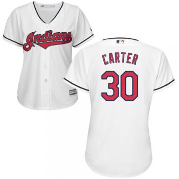 Indians #30 Joe Carter White Home Women's Stitched Baseball Jersey