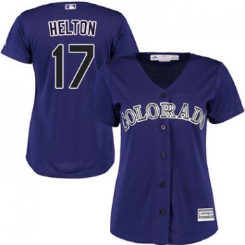 Rockies #17 Todd Helton Purple Alternate Women's Stitched Baseball Jersey