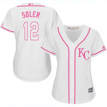 Royals #12 Jorge Soler White Pink Fashion Women's Stitched Baseball Jersey