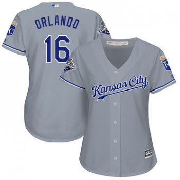 Royals #16 Paulo Orlando Grey Road Women's Stitched Baseball Jersey