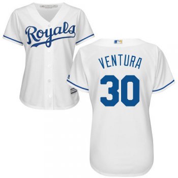 Royals #30 Yordano Ventura White Home Women's Stitched Baseball Jersey