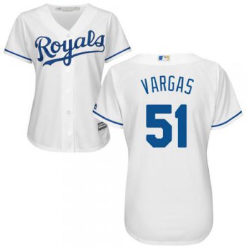 Royals #51 Jason Vargas White Home Women's Stitched Baseball Jersey